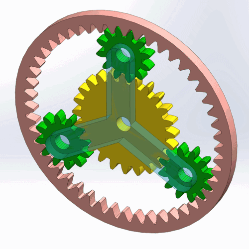 Planetary gearbox motion study animation
